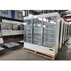 White Three Swing Glass Door Merchandiser Refrigerator With LED Lighting