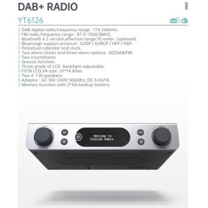 ABS Plastic DAB FM Radio Portable Digital Radio With LCD Display BT 4.2