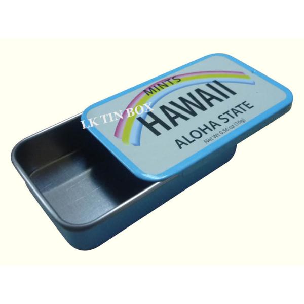 Hawaii Printed Rainbow Mints Small Tin Boxes Candy Tablets Sliding Lid