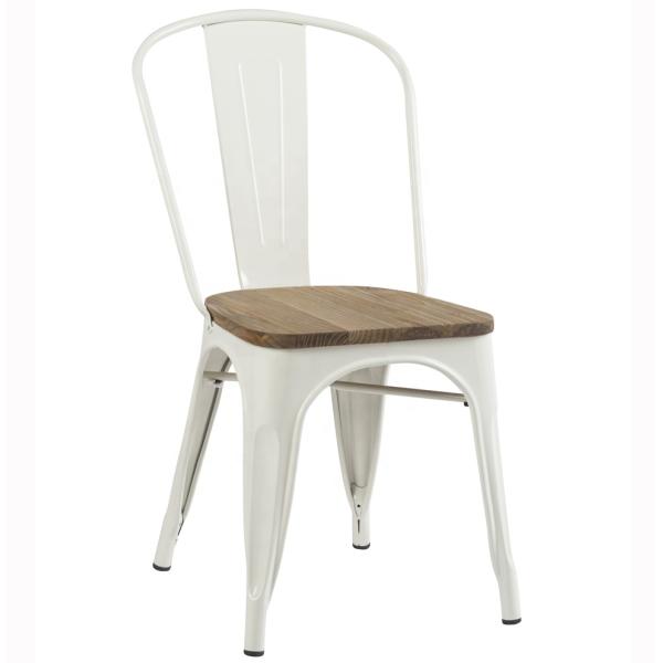 White Cafe Tolix Dining Chair in restaurant setting