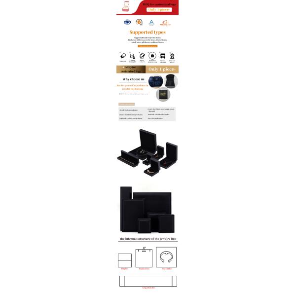 OEM Grain Textured Noble Luxury PU Leather Jewelry Box Case For Storage Packaging