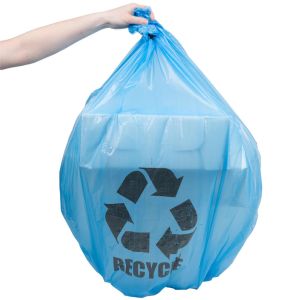 Recycled Blue Plastic Garbage Bags 1.2 Mil 40 - 45 Gallon Environmental Friendly