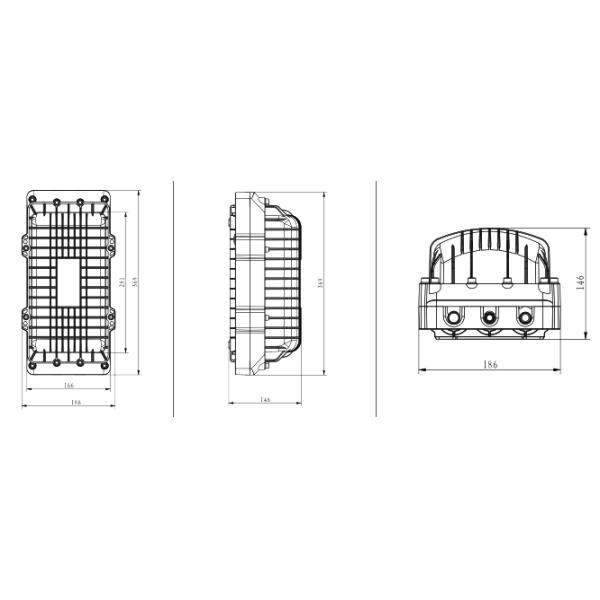 IP65 Outdoor FOSC Horizontal 3in 3out IP68 72fo Fiber Optical Splice Enclosure Box