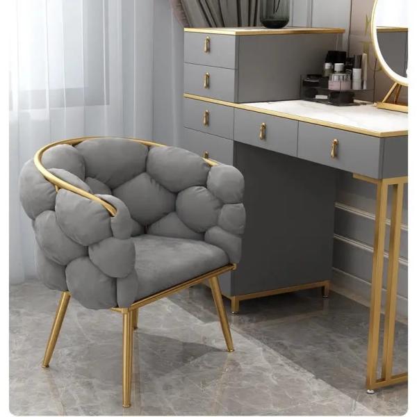 Buy Modern Velvet Tufted Dining Chair with Metal Legs - Beige at wholesale prices