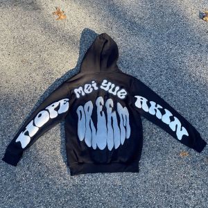 Custom Puff Print Hoodie Zip up French Terry Tech Fleece Hoodies Casual Plus