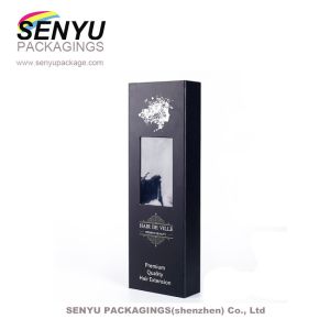 Black Hair Extension Magnetic Box Packaging With Window