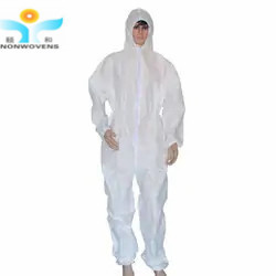 Polypropylene Disposable Protective Coverall White Disposable Overalls Hood