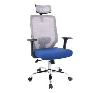 China 2024 High Back Office Chair Blue Cushion and Swivel Functionality for Comfortable Seating on sale
