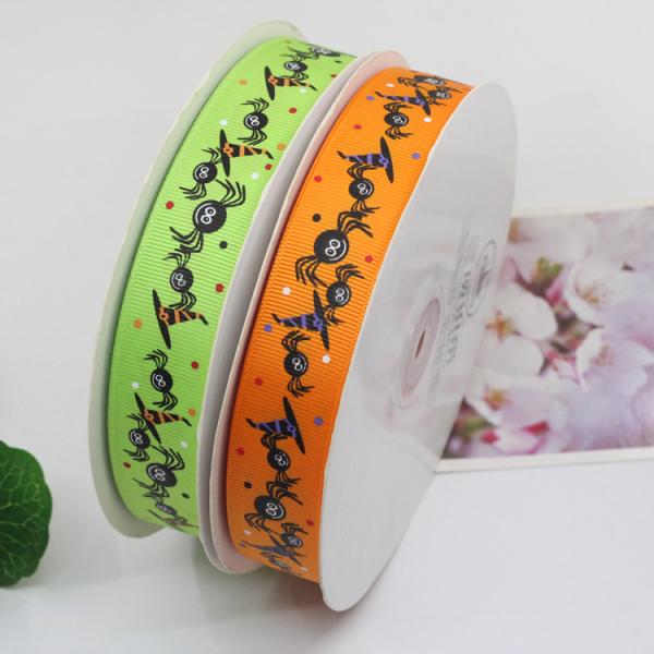 bat ghost witch pumpkin pattern halloween holiday grosgrain webbing printed ribbon