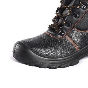 Embossed Cow Leather Upper Steel Toe Steel Palt Anti Construction Site Safety