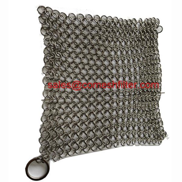 Buy 4x4 Inch Square Stainless Steel Chainmail Scrubber For Kitchen at wholesale prices