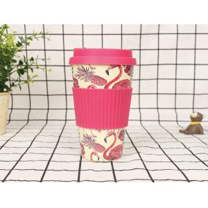 Multicolor Bamboo Fiber Coffee Mug 500ml Biodegradable Reusable Coffee Cups