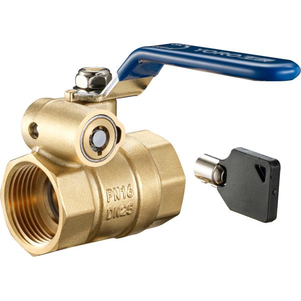 1701-DC Long Lever Female x Female Mechanical Key Lock Brass Shut-off Valve Ball Type Sizes DN20 DN25 DN32
