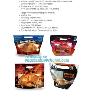 Anti Fog Function Plastic Zipper Roasted Chicken Packaging Bag, slide zipper hot