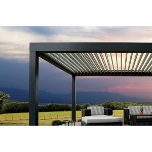 China Waterproof PVC Retractable Patio Awning With Led Lights Gazebo on sale