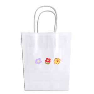 Custom Printing Recyclable Paper Bags With Handles Flower Pattern