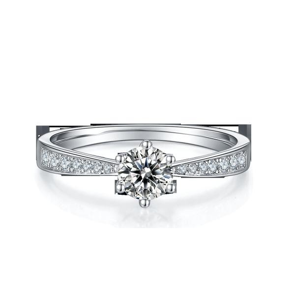 Milgrain Moissanite Engagement Ring 14K White Gold Moissanite Ring Vintage Engagement Ring