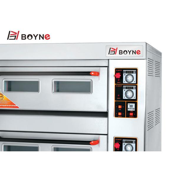 Three deck Six Trays Gas Oven Bakery Pizza Oven With Stone For Restaurant