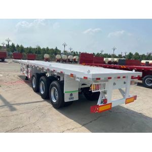 Tri Axle Container Semi Truck And Flatbed Trailer 50T