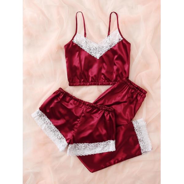 Lace Floral Sexy Bodysuit Lingerie Fashion Silk Satin Sleepwear For Womens