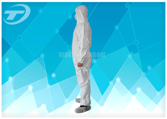 Lightweight Anti - Acid Disposable Coverall Suit Microporous Film Laminated Fabric