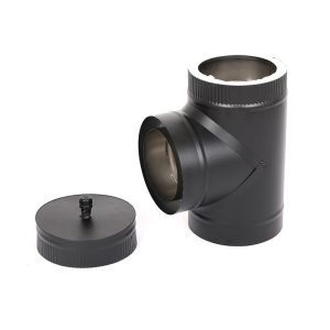China Safe Stainless Steel Twin Wall Flue Pipe Thermal Resistant Matt Black Painted on sale