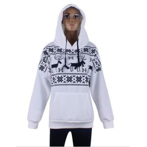Long Sleeve Women / Ladies Hooded Sweatshirts , Red / White