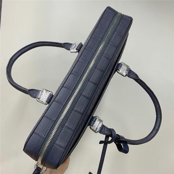 Authentic Crocodile Belly Skin Matt Finish Navy Blue Businessmen Briefcase Purse Genuine Alligator Leather Male Handbag