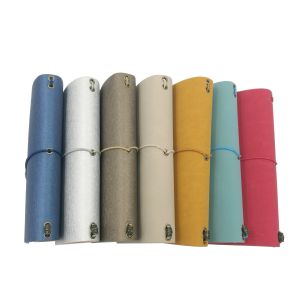 Beige A6 PU Leather Notebook Rubber Band Journal 100gsm 12x20cm