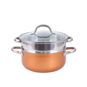 Oven safe Orange Aluminum Cookware Set With Silicone Grip