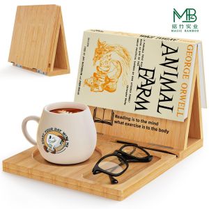 Quality Bamboo color triangle bookshelf foldable bookshelf with glasses holder for Family Study for sale