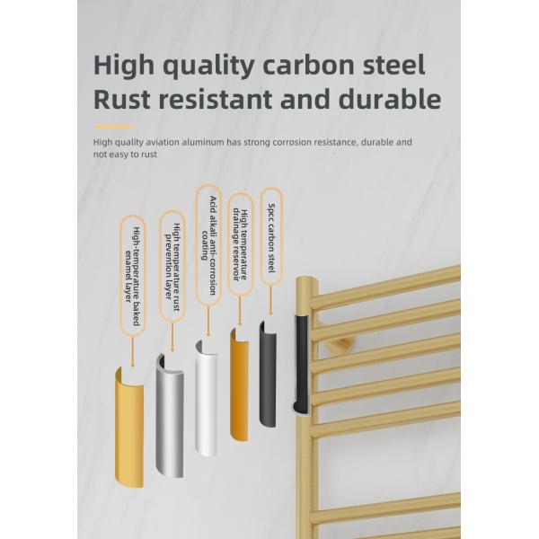 Gold Wall Mount HEATED Towel Warmer with Sleek Round Tube Design and Free Standing Option