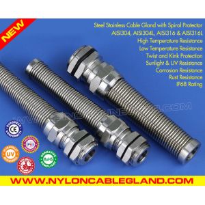 NPT Thread Stainless Steel EMC Cable Glands (Cord Grips) IP68 with Spiral Flex