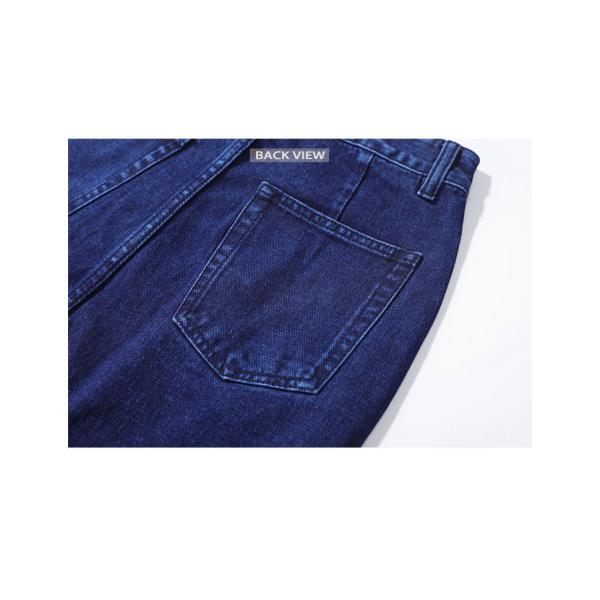 Roll Up 100% Cotton Indigo Blue Acid Wash Jeans Long Casual 36 38 40 Size