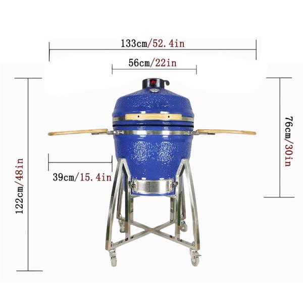 KIMSTONE Kamado 22 Inch L Keramik Grill Blue Barbeque Charcoal Industrial Machine Mini Chicken Griller BBQ Egg Grill Smoker