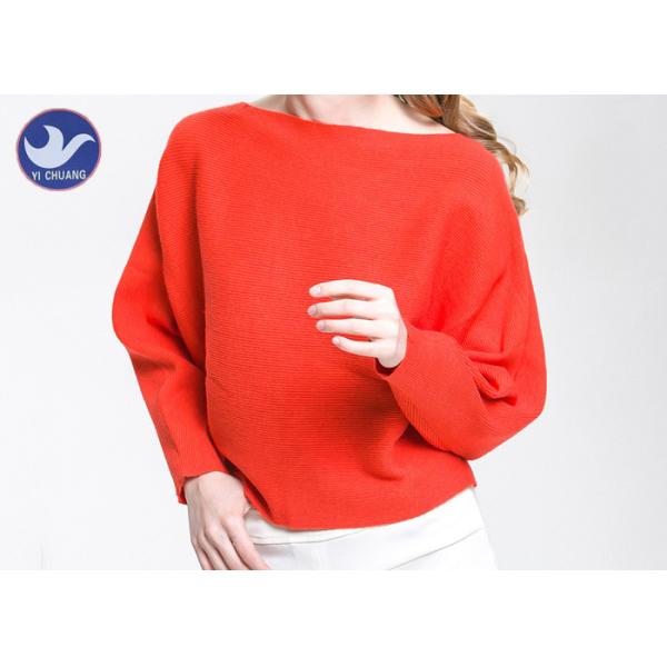 Buy Boat Neck  Womens Knit Pullover Sweater Lady Sexy Drop Shoulder Ottoman Knitted Jumper at wholesale prices