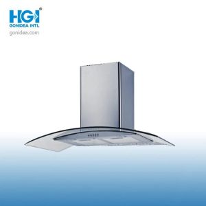 Kitchen Appliances Curved Glass Wall Mount Chimney Range Hood Pyramidal