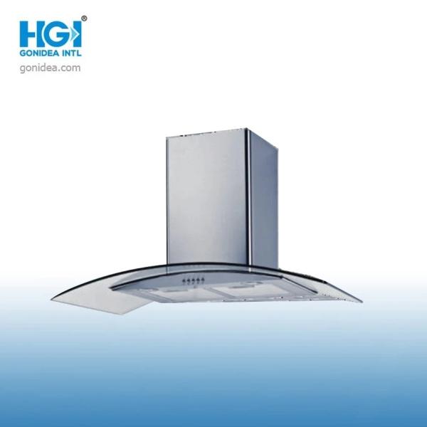 Buy Kitchen Appliances Curved Glass Wall Mount Chimney Range Hood Pyramidal at wholesale prices