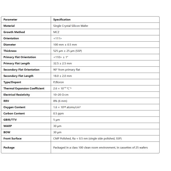 Si Silicon Wafer 8 inch Diameter 200mm Thickness 700um P Type N Type Single Polishing Double Polishing