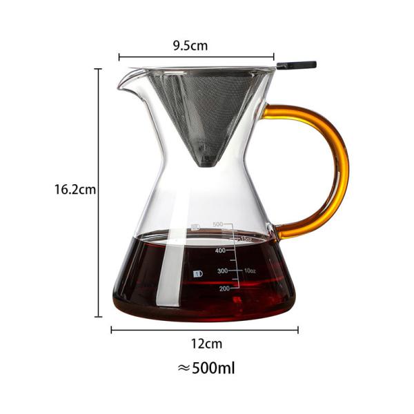 Funnel Shaped Lead Free Borosilicate 500ml Coffee Glass Pot