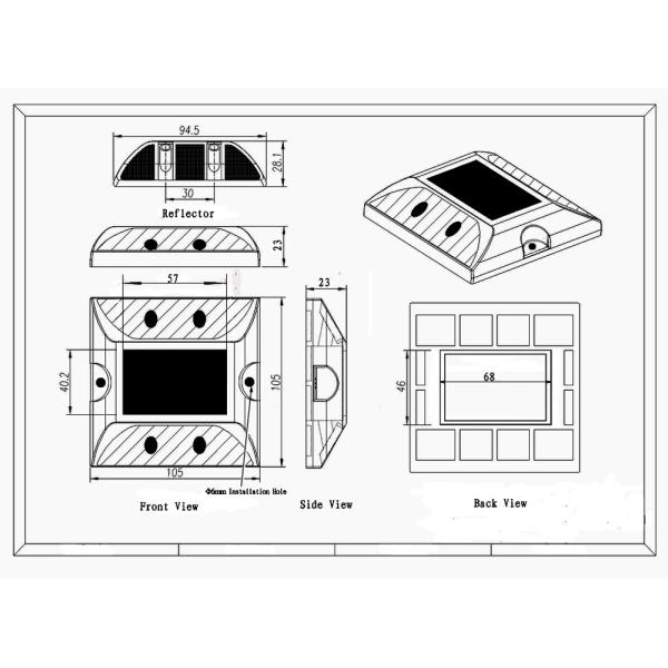 High Brightness led 105mm 1.2V catEye Solar Road Studs CE stardard