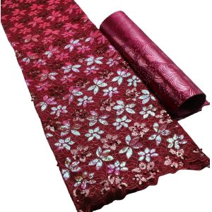 Quality African Lace Fabric Tulle Sequins Mesh Glitter french sequin lace for sale