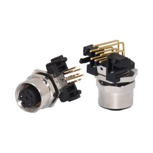 Socket Pcb Panel Mount Connector M12 Waterproof Connector A Code 8 Pin Female 90