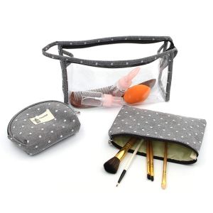 Travel PVC Cosmetic Bag Zipper Seal Clear Makeup Bag Set