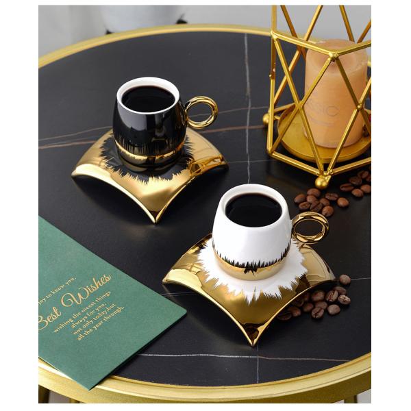 100ml Ceramic Cups Set of 6 Cups and Saucer Gift Box Home Decoration