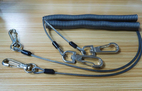 European market hot selling transparent black spiral string wire coiled lanyard