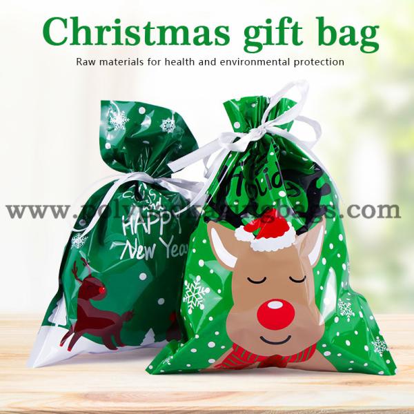 Custom Printed Exquisite Plastic Drawstring Gift Bag For Halloween / Christmas