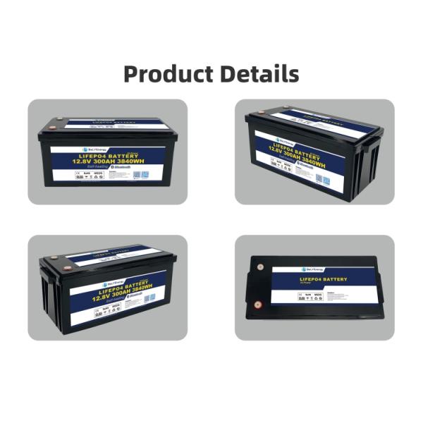 Portable IP65 Waterproof compact design 12.8V 300Ah LiFePO4 Solar Lithium Battery
