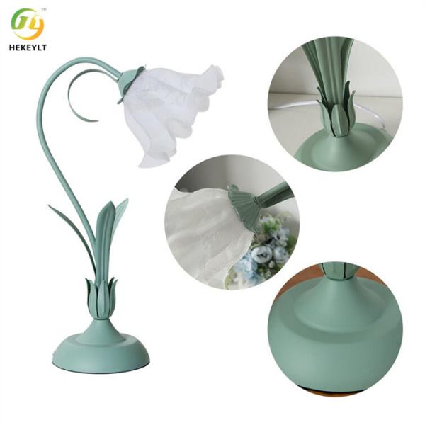 E27 Green Flower Glass Table Lamp Ceramic Lamp Holder