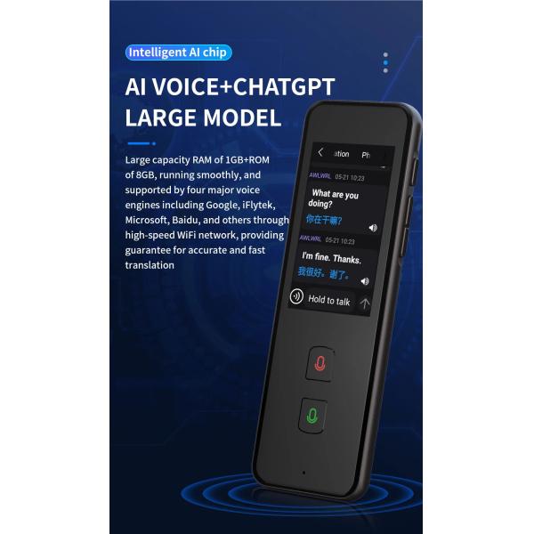 Smart M10 AI Language Voice Translator Recorder ChatGPT For Overseas Travel